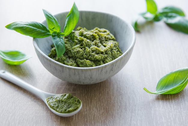 Pesto mit grünem Basilikum