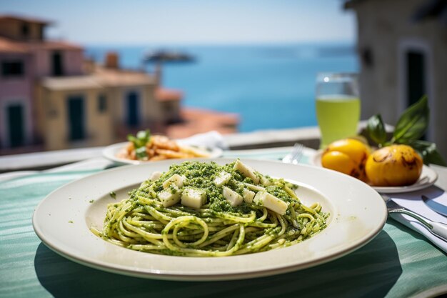 Pesto Pasta Delight Um sabor da Liguria com vistas de Cinque Terre