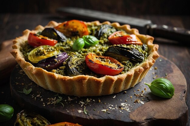 Foto pesto y tarta de verduras asadas