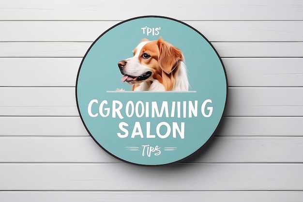 Foto pet grooming salon pet care tips signage mockup with blank white empty space for placing your design