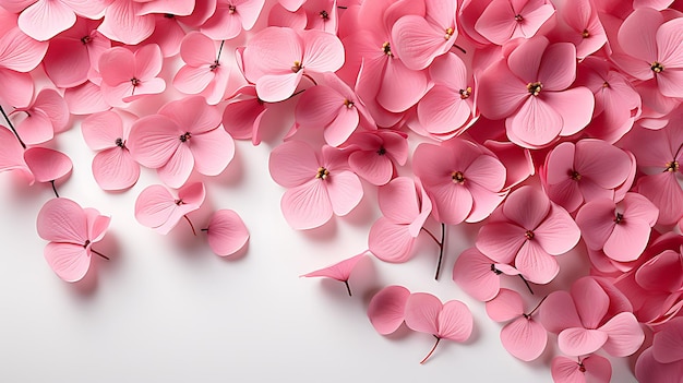 pétalas de flores em fundo branco