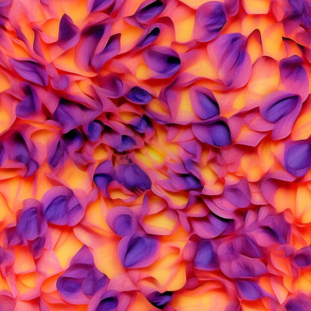 Foto pétalas roxas e laranjas estão dispostas em um padrão espiral generativo ai
