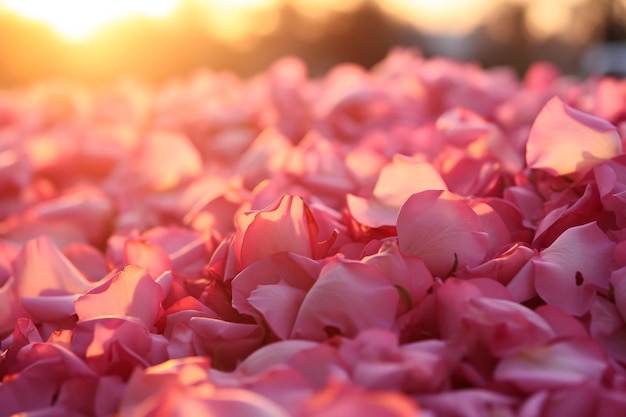 Los pétalos del atardecer El rosa se siente foto