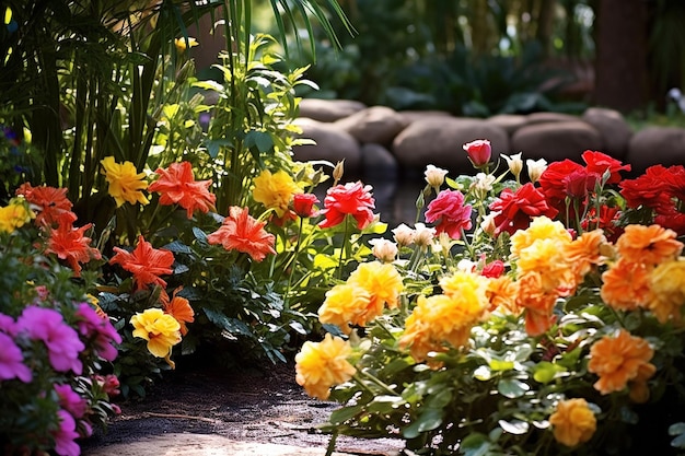 Pétalos del paraíso Oasis de jardín de flores vibrantes