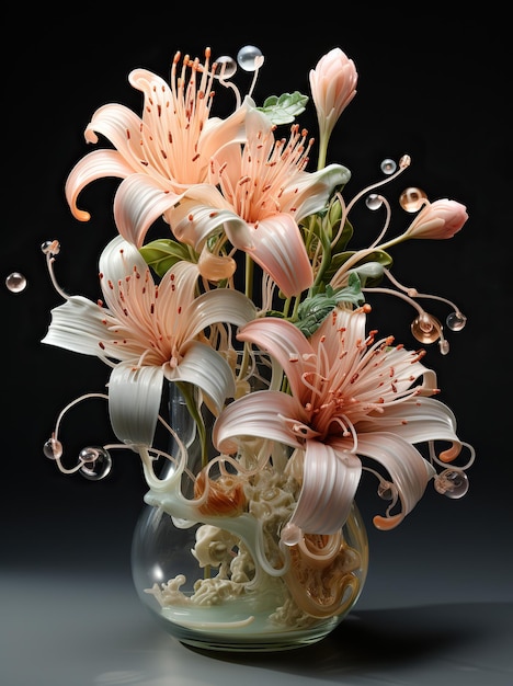 Foto pétalos relucientes una sinfonía de vidrio de lirio con flor