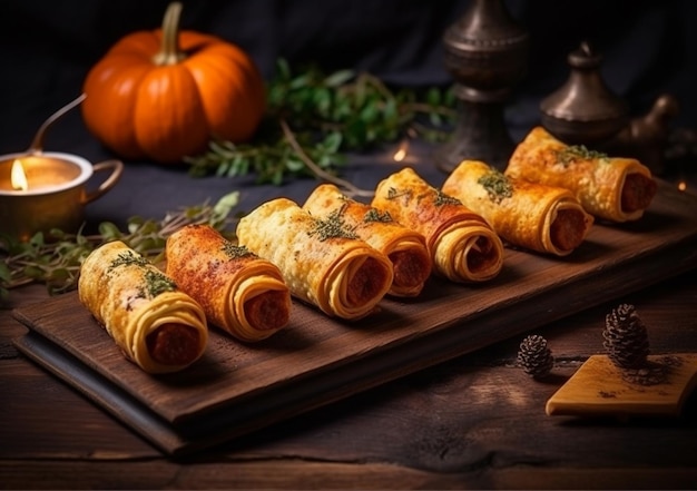 Petiscos deliciosos de Halloween uma visão aproximada Idéia para uma comida de halloween gerada por IA