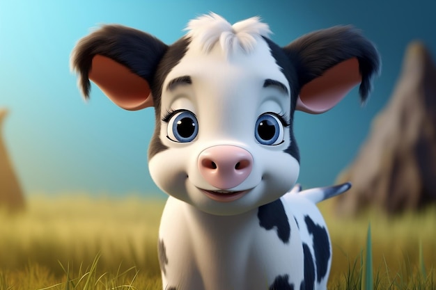 Petite Cow Uma exibição impressionante de cores contrastantes enquanto ela senta e sorri IA generativa