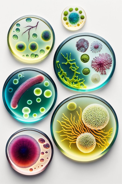 Foto petrischalenbakterien im labor züchten generative ki
