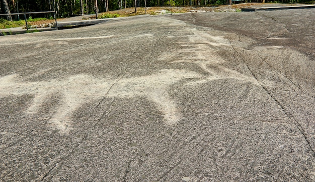Petroglyphen des Weißen Meeres in Zalavruga. Russland, Karelien, Zalavruga