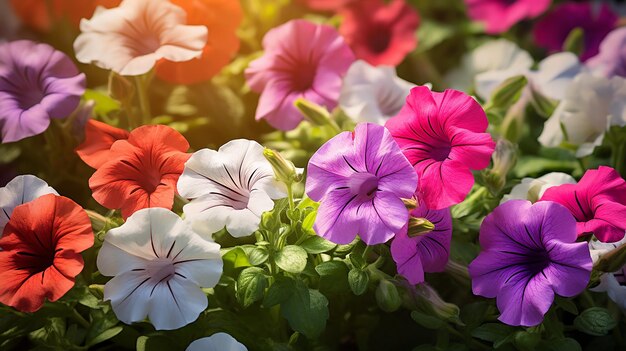 Petunias multiflora en plena floración