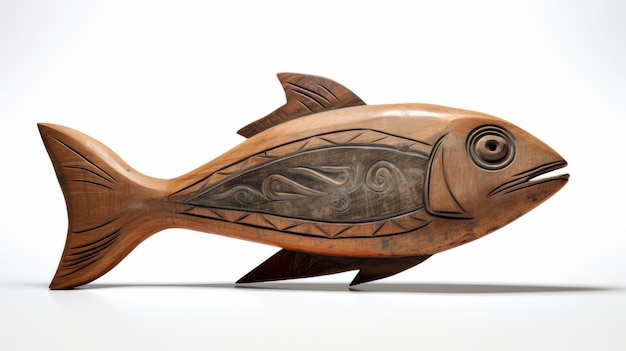Foto pez de arte de madera nativo americano una ilustración digital inspirada por einar hkonarson y el arte maorí