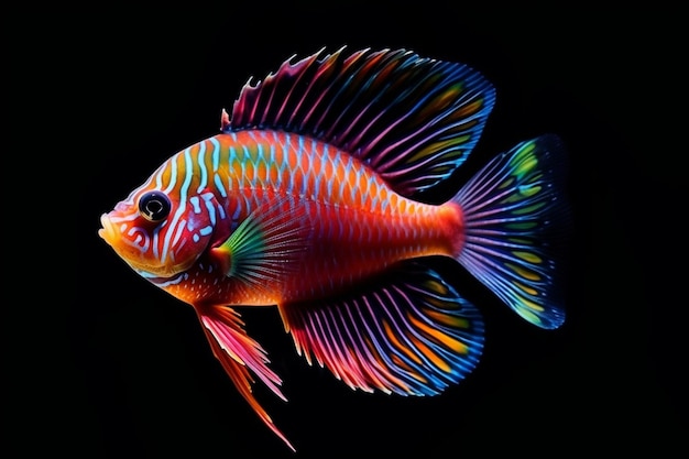 Pez betta colorido hermoso pez luchador siamés elegante betta splendens leopardo nemo aislado