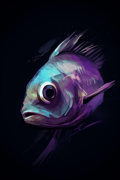 Un pez de cara azul y ojo morado.
