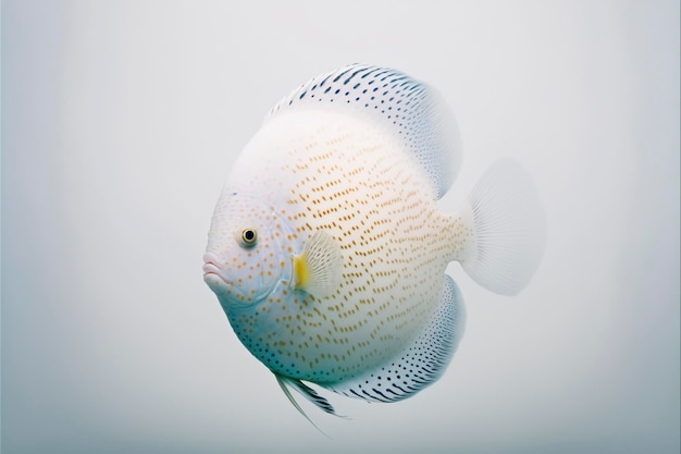 Foto pez disco tropical albino en color blanco creado con tecnología generativa ai