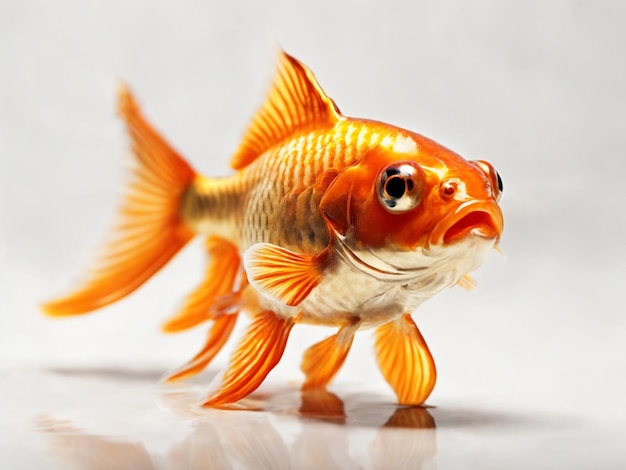 Un pez dorado aislado sobre un fondo blanco con IA generativa