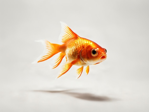 Un pez dorado aislado sobre un fondo blanco con IA generativa