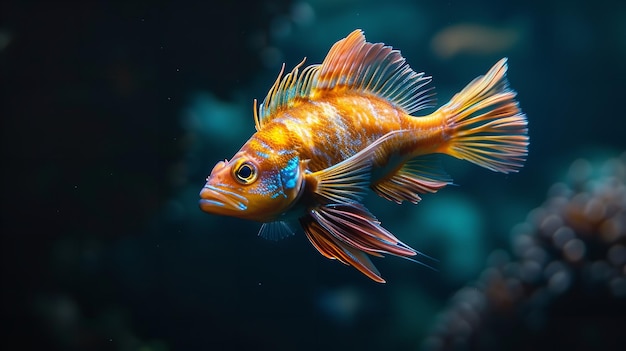 Un pez extraño nada en la profundidad en la oscuridad Generativo Ai