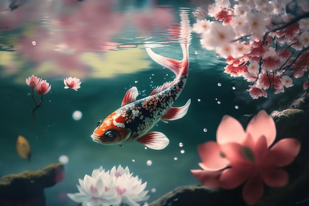 Un pez koi en la superficie del agua Ai Fish en el lago