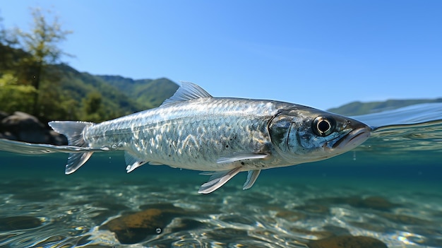 Foto un pez está nadando en el agua.