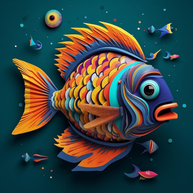 un pez con un ojo en él y la palabra pez en el fondo.