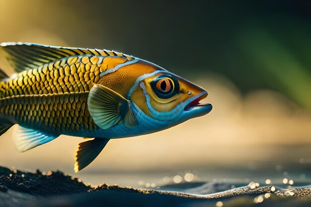 un pez con un ojo naranja y un ojo amarillo