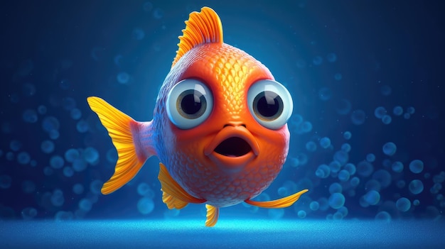 Un pez con ojos grandes y boca grande.