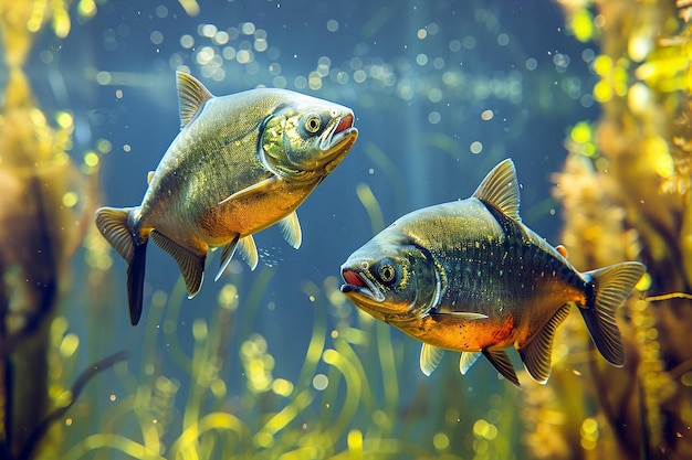 Foto el pez pacu piranha colossoma macropomum en cautiverio se encuentra en américa del sur