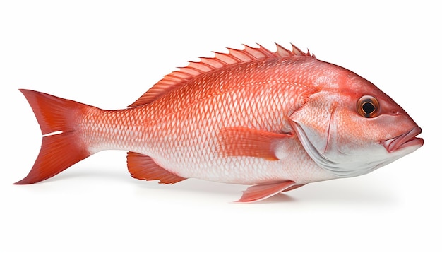 Foto pez pargo rojo aislado en fondo blanco generado por ia