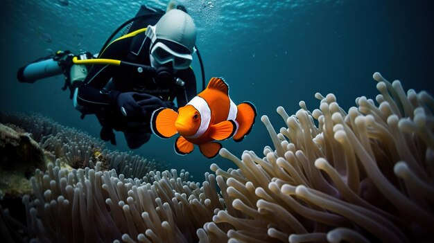 Foto pez payaso bajo el agua