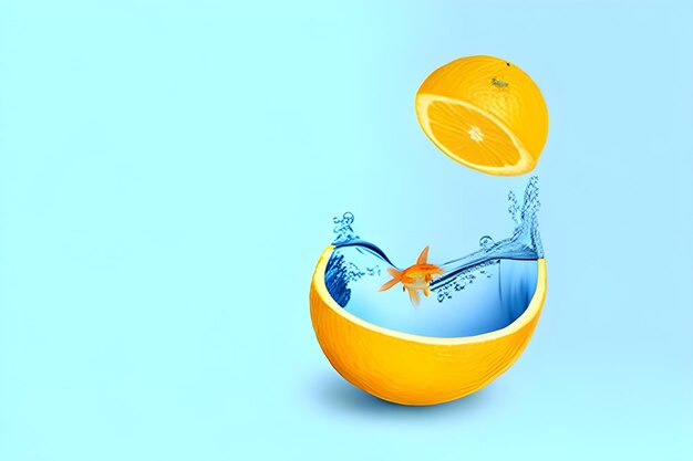 Foto un pez saltando de una naranja al agua