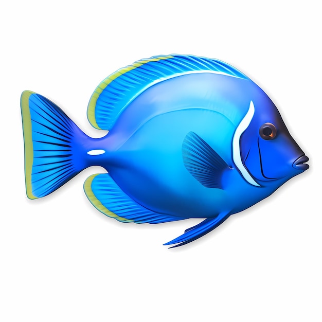 Pez tang azul animal marino del océano aislado en un recorte de fondo transparente
