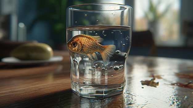 Un pez en un vaso de agua