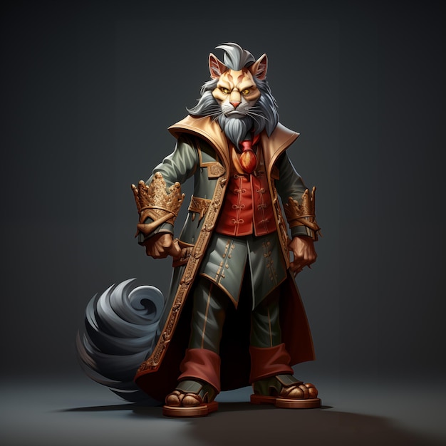 Peza de ajedrez como el gato maine coon isométrico personaje de juego de ajedres móvil