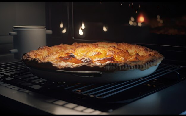 Pfanne mit leckerem Apfelkuchen im Ofen gebacken professionelles Essen Foto ai generiert