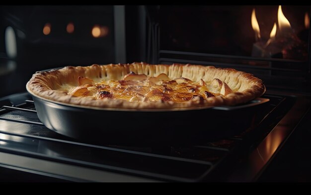 Pfanne mit leckerem Apfelkuchen im Ofen gebacken professionelles Essen Foto ai generiert