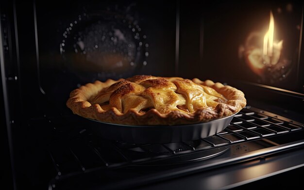 Pfanne mit leckerem Apfelkuchen im Ofen gebacken professionelles Essen Foto ai generiert