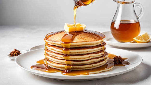 Pfannkuchen mit Ahornsirup flauschig