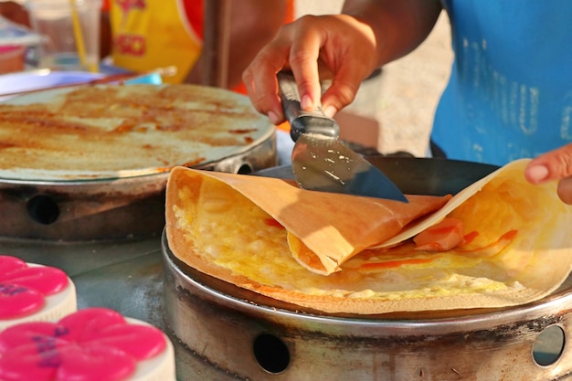 Pfannkuchenwurst am Straßenessen