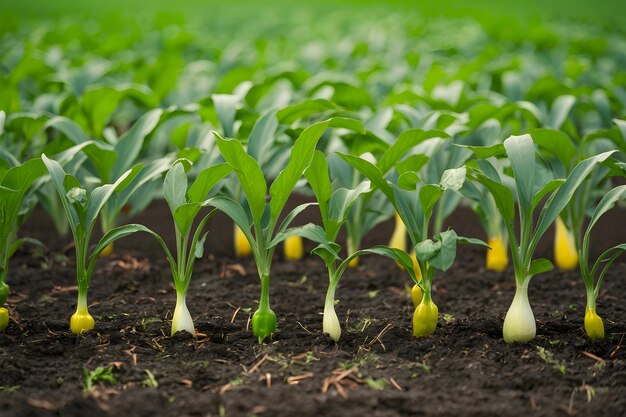 Pfeffer- und Pfirsichpflanzen in der landwirtschaftlichen Landschaft