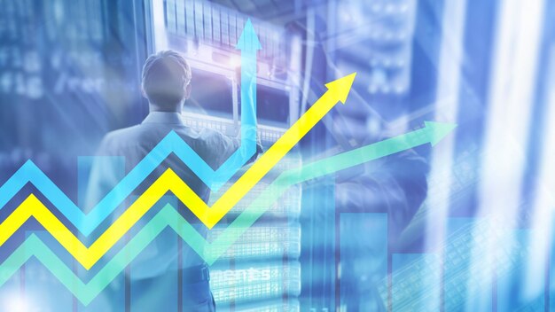 Pfeildiagramm für Finanzwachstum Investitions- und Handelskonzept