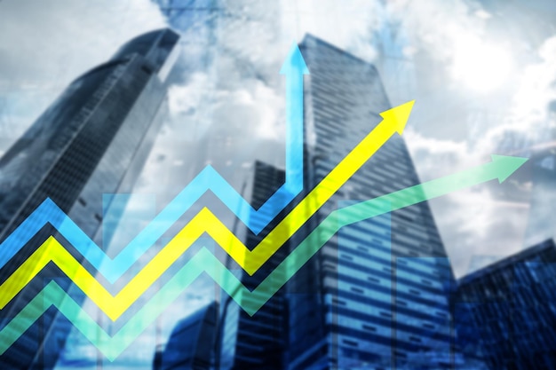 Pfeildiagramm für Finanzwachstum Investitions- und Handelskonzept