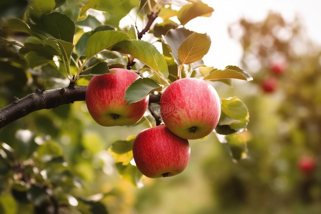 Äpfel auf einem Baum im Obstgarten