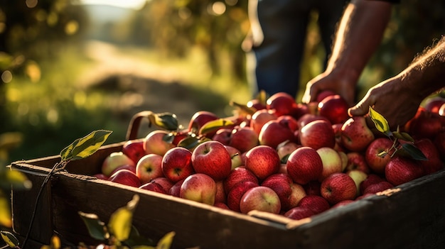 Äpfel ernten in einem Obstgarten