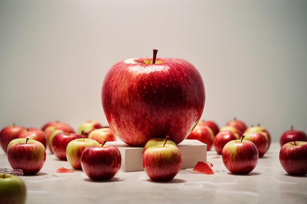 Äpfel rot frisch weich saftig perfekt ganz auf weißem Schreibtisch