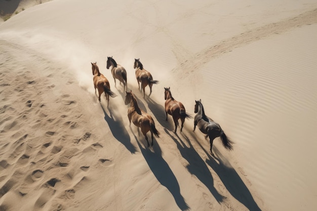 Foto pferde, die am strand rennen