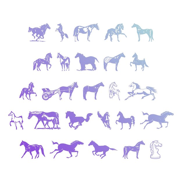 Foto pferde-ikonen elemente gradient-effekt foto jpg vektor-satz