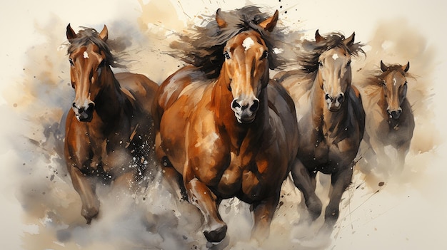 Pferde in einer Feldmalerei Illustration
