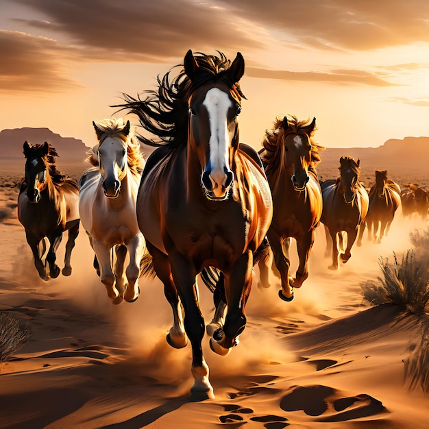 Pferde rennen in der Wüste