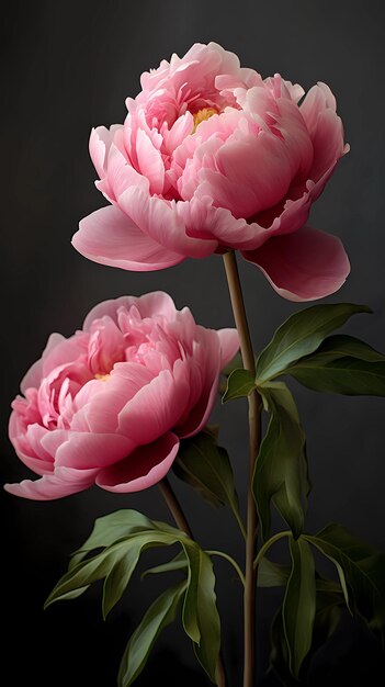 Pfingstrosen-Blumen-Makro-Fototapeten-Hintergrund, AI generiert