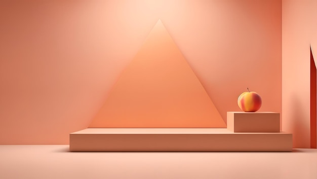 Pfirsich-dreieckiger Flurprodukt Podium-Hintergrund Schaufenster-Piedestal Minimalistische 3D-Illustration